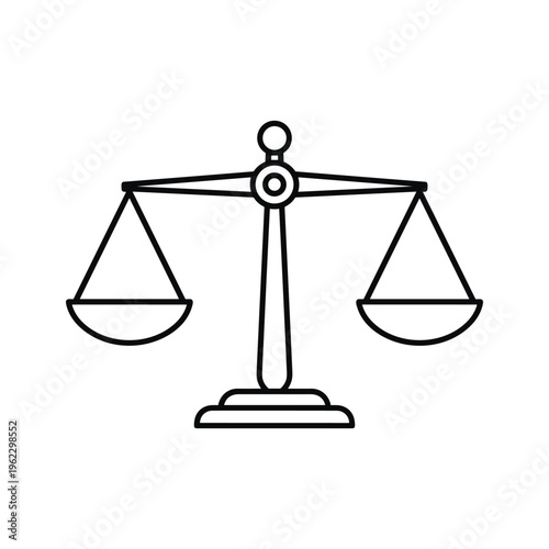 A classic illustration of a balanced scale symbolizing justice and equilibrium