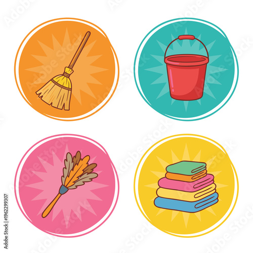 Cleaning Supplies Icons Set.