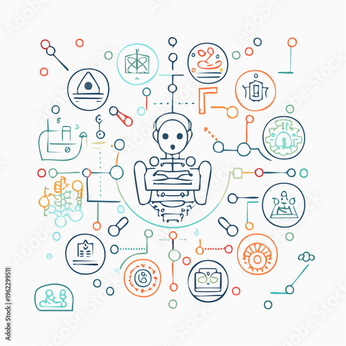 Artificial intelligence line icon pack, AI brain, neural network, robot, automation, and others.
