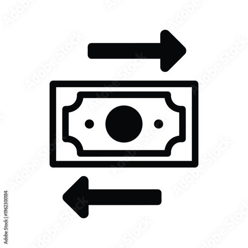 Exchange of money between two parties depicted with arrows