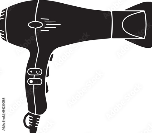 Professional Salon Hairdryer Silhouette for Beauty Branding