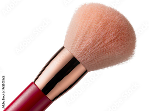 Fotografie Isolated professional blush makeup brush with soft bristles and shiny rose gold