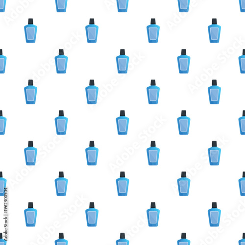 Blue perfume bottles creating a repetitive, flat design background
