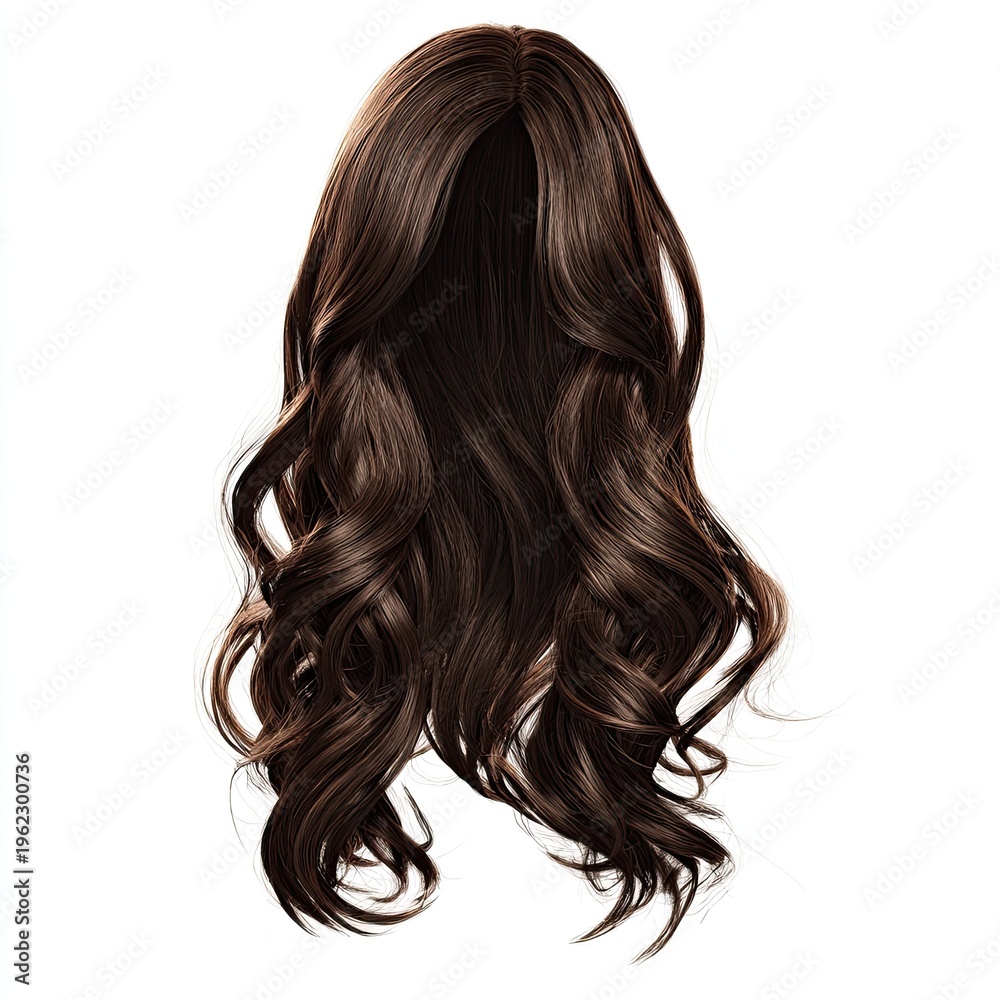 Naklejka premium Voluminous, dark brown, wavy hair with highlights