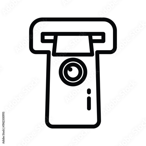 Line drawing of an atm card with a contactless payment symbol and chip