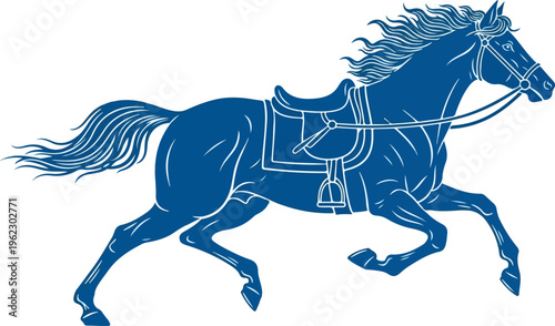 Elegant white stallion silhouette vector illustration featuring a running equine design perfect for artistic tattoo art or wild animal farm branding