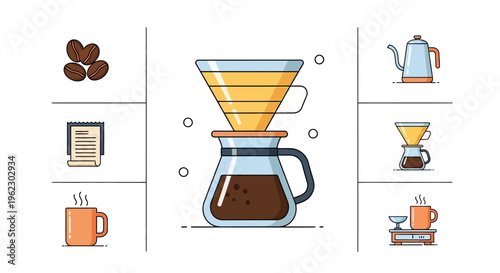 Pour over coffee maker brewing coffee.