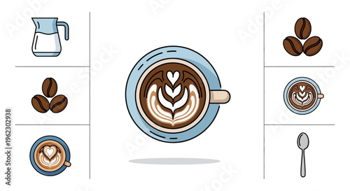 Brown Coffee in Blue Cup.