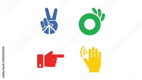 Collection of four popular app icons representing gestures and social media