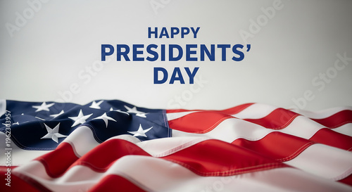 Happy Presidents' Day: American flag background for greeting cards, social media, and patriotic promotion. Celebrate President's Day with an american flag backdrop