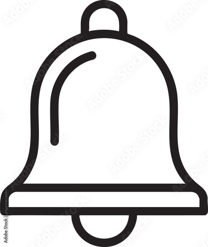 A simple black and white line art icon representing a classic hand bell shape used for notifications and alerts on digital user interfaces