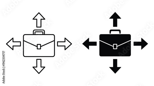 Two 3 d isometric office desks with chairs and arrows
