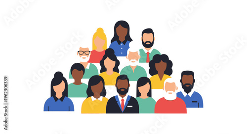 Diverse Group of People Avatars - Multicultural Community Illustration Representing Teamwork, Global Business, and Inclusivity