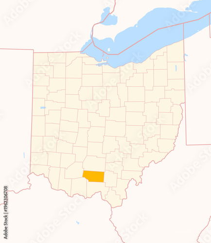 Map of the County Pike (Ohio, US) showing the Federal State with the highlighted County