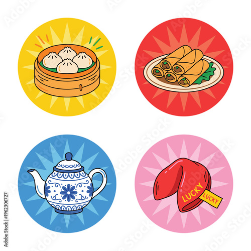 Collection of Asian Food and Drink Icons.