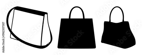 Handbag fashion silhouette set with bold minimalist line art featuring handbags, fashion, elegance with style and design fashion