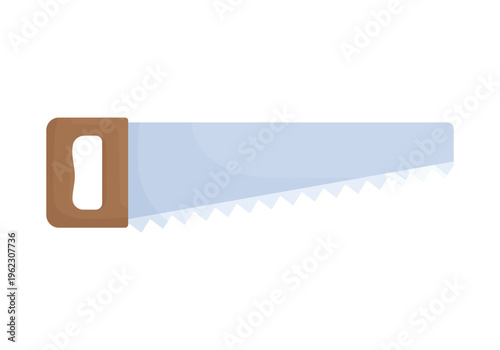 Wood saw on a white background. Woodworking tools.