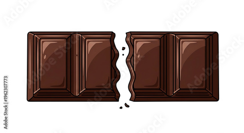 A broken chocolate bar on a white background, symbolizing temptation and indulgence