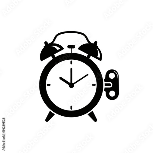 Black Silhouette of Alarm Clock.