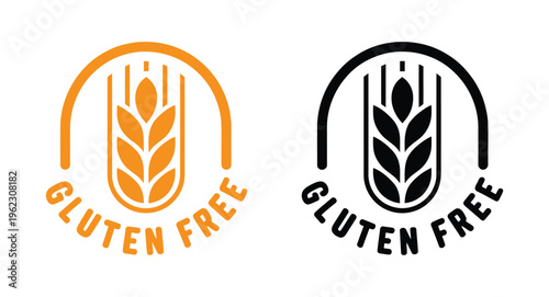 Gluten Free Diet Stamp Icon Set Wheat Allergy Symbols Yellow Black Collection