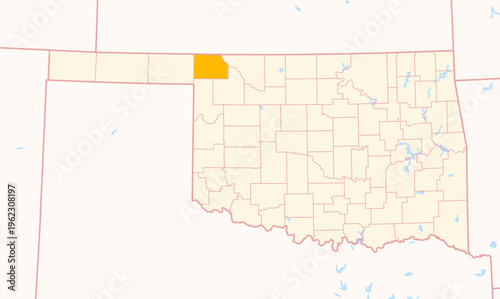 Map of the County Harper (Oklahoma, US) showing the Federal State with the highlighted County