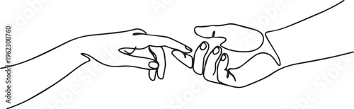 Two hands gently touch fingertips in a line