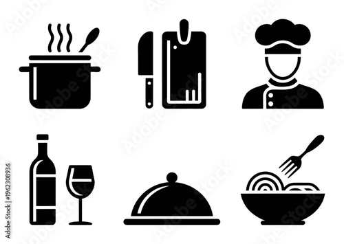 Restaurant Icons Set Simple Black Vector Illustration