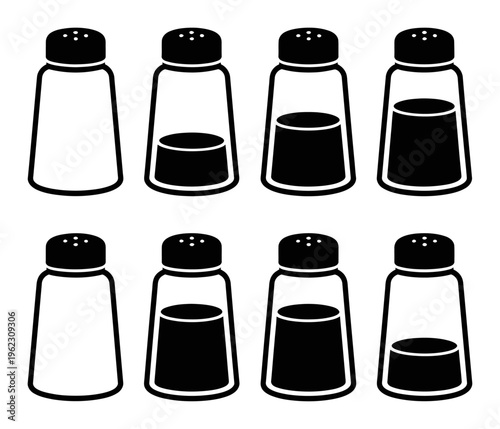 Salt and Pepper Shakers Black White Vector Illustration