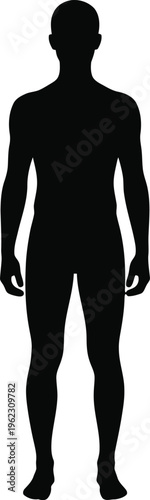 Silhouette of a man standing against a white background viewed from behind for concepts of anonymity and mystery
