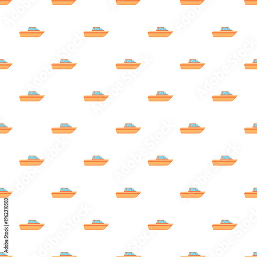 Seamless pattern featuring a repeating design of simple orange speed boats