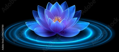 Blue Lotus Flower Illustration.