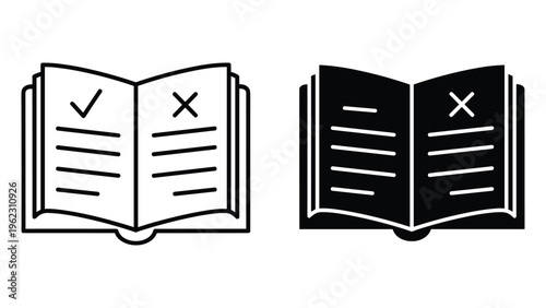 White and black of check and cross marks in folders