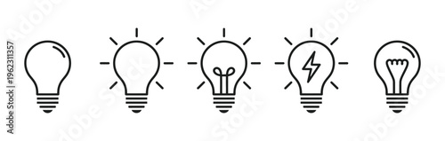 Light bulb icon set showing idea and inspiration concepts. insight and solution concepts for business ideas, startups and strategic decision making