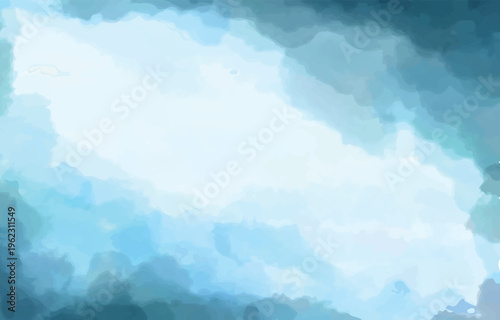 Abstract blue watercolor background with soft atmospheric turquoise wash