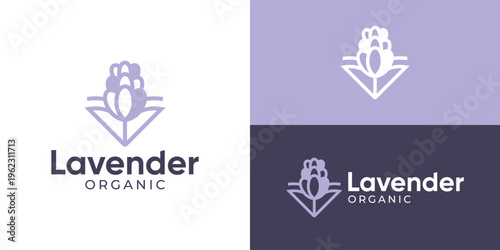 Creative simple lavender logo template. Lavender land plant and flower logo design vector illustration.