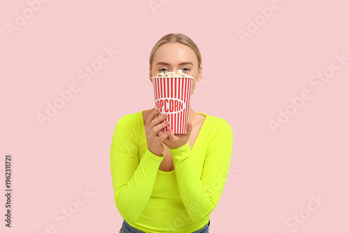 Happy young woman with buck...