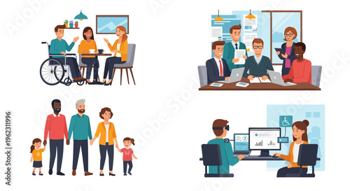 Diverse Inclusion Concepts: Accessible Social Life, Dynamic Workplace, Modern Family, and Digital Technology