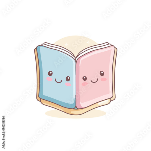 Cute Kawaii Books with Happy Faces