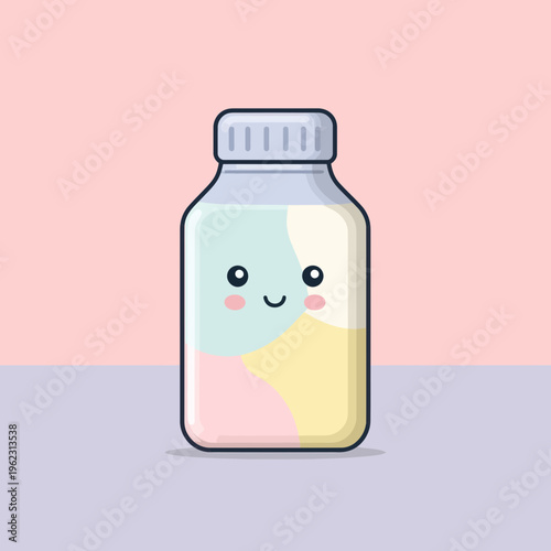 Cute Kawaii Bottle with Happy Face