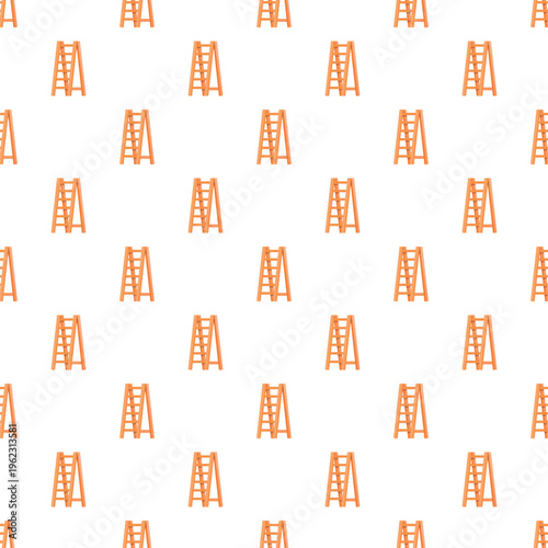 Wooden ladders creating a decorative seamless repeat tiling pattern on a white background