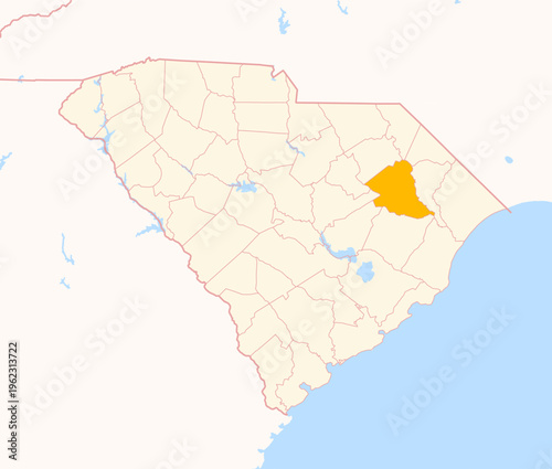 Foto Map of the County Florence (South Carolina, US) showing the Federal State with t
