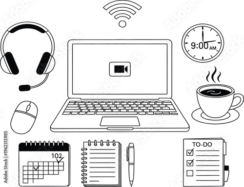 Remote work essentials illustration