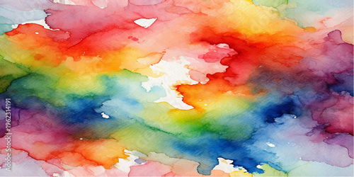 An artistic rainbow splash design featuring an abstract colorful watercolor background with grunge brush textures and vibrant ink paint on paper wallpaper