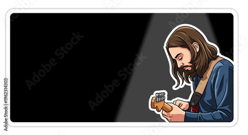 Illustration of a musician playing electric guitar under a spotlight