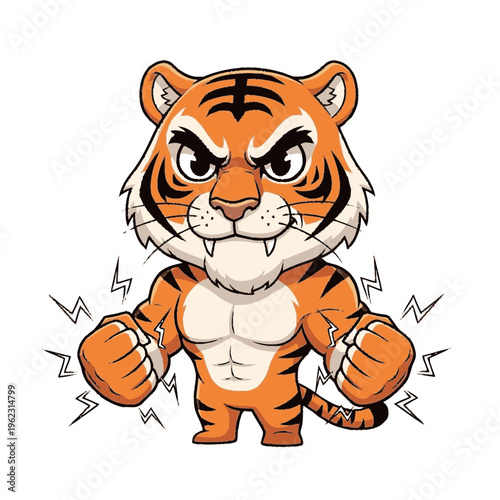 Angry Cartoon Tiger Character Illustration.
