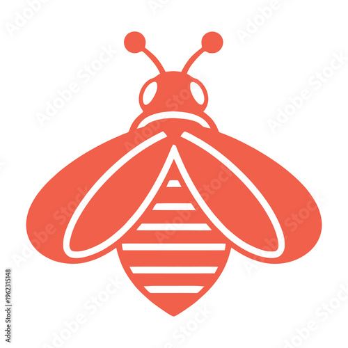 Orange bee icon with white stripes on transparent background simple insect illustration symbol for apiculture or honey production