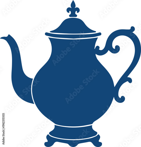 Elegant Floral Teapot Silhouette Icon