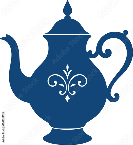 Elegant Floral Teapot Silhouette Icon