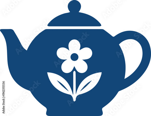 Elegant Floral Teapot Silhouette Icon