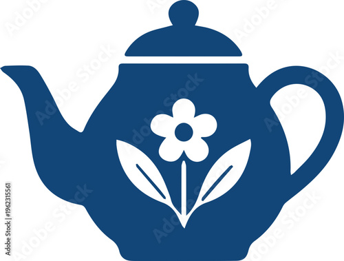 Elegant Floral Teapot Silhouette Icon